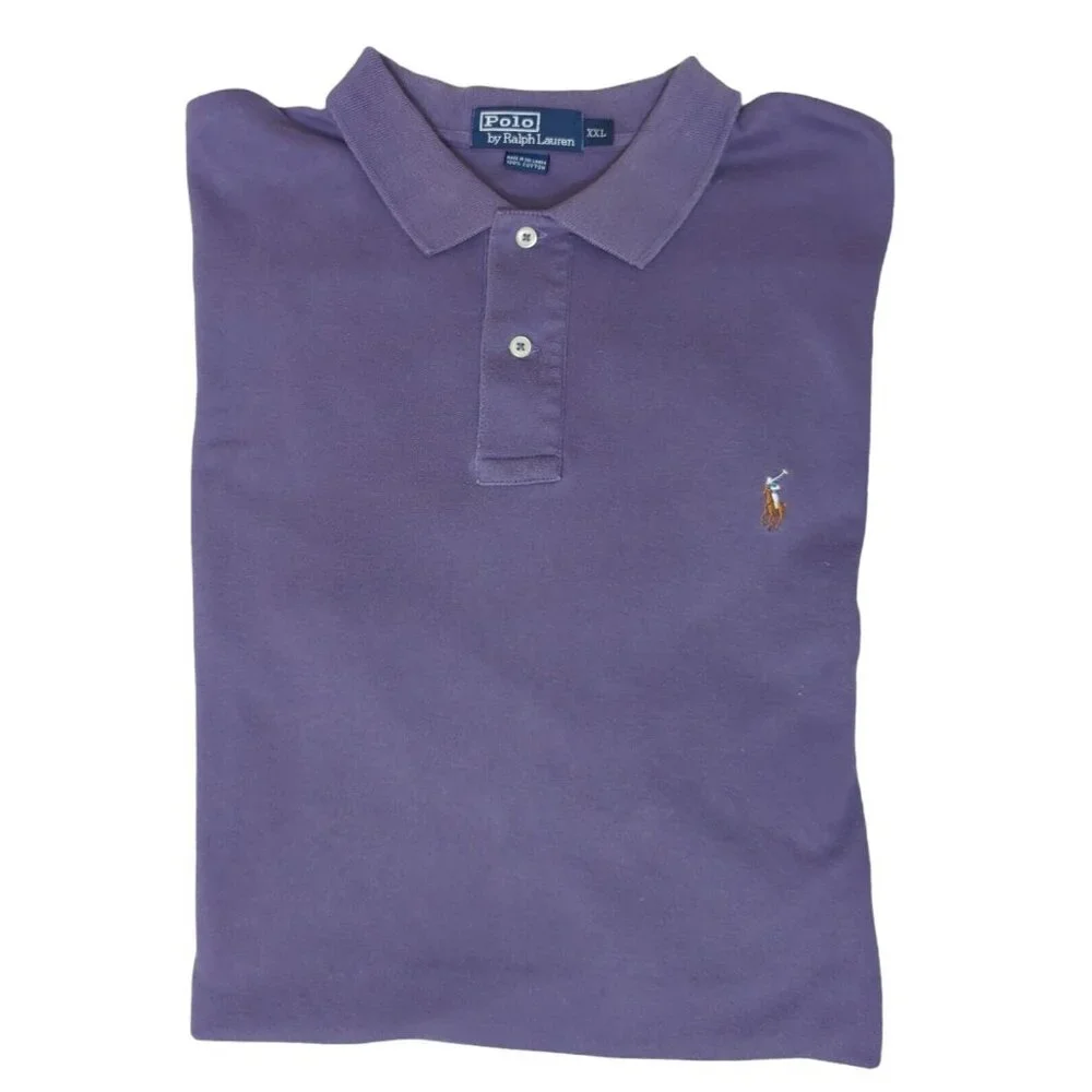 Polo by Ralph Lauren Shirt Men‎ XXL Purple Solid Short Sleeve Casual 100% Cotton